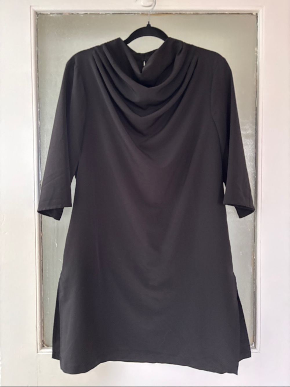 H by Halston Black Draped Cowl Neck Tunic